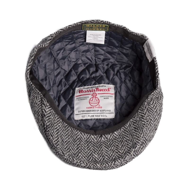 Made in UK Timeless classic Harris Tweed Oakmoor Flat Cap Steel Grey